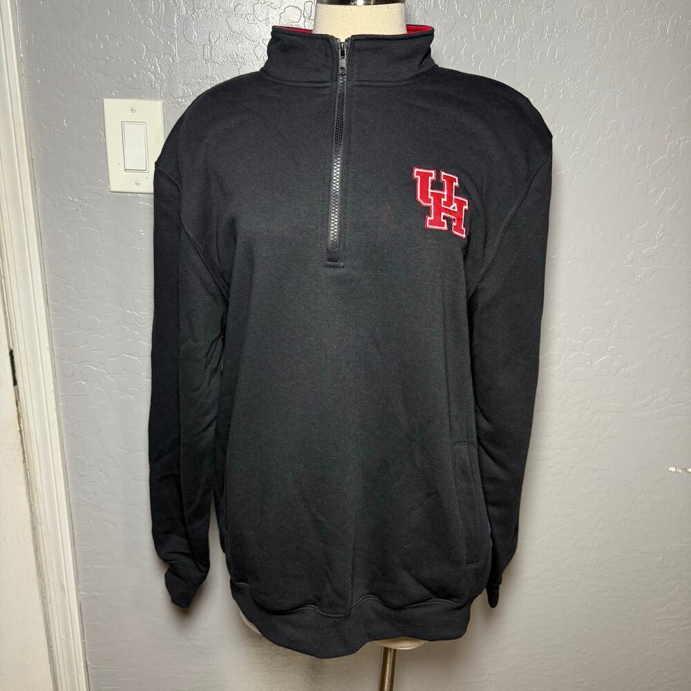 Houston Cougars Colosseum Tortugas Logo Quarter-Zip Pullover Jacket, Black, L